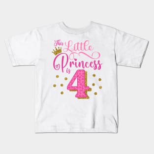 This little princess is 4 Birthday Girl Kids T-Shirt